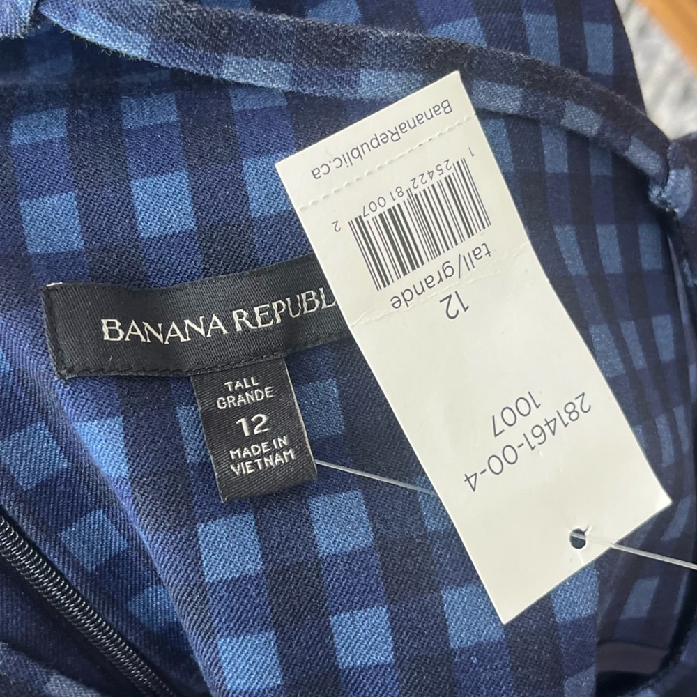 Banana Republic Navy Blue Patterned Halter Sheath Dress - Picture 6 of 6